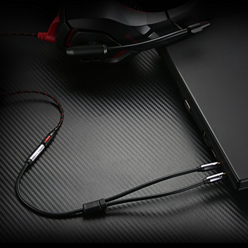 MillSO Audio Splitter Kabel Headset Adapter 3.5mm Buchse auf Klinkenstecker (Headset und Mikrofon) für PS4 Gaming Kopfhörer, Tablet, Notebook oder PC - Grau Bild 2