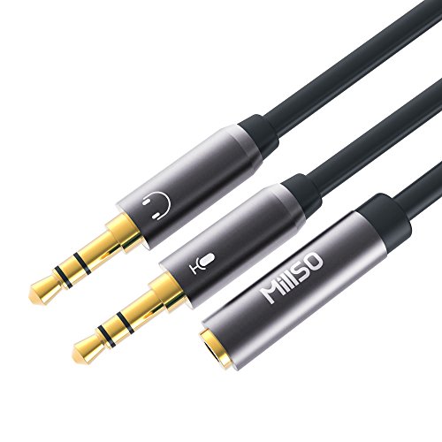 MillSO Audio Splitter Kabel Headset Adapter 3.5mm Buchse auf Klinkenstecker (Headset und Mikrofon) für PS4 Gaming Kopfhörer, Tablet, Notebook oder PC - Grau Bild 6