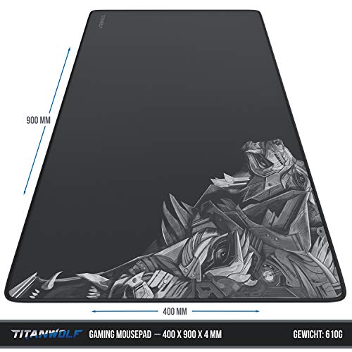 Titanwolf - Gaming Mauspad - 900 x 400 x 4mm - XXL Mousepad - Tischunterlage extra großes Mauspad Motiv - verbessert Präzision und Geschwindigkeit Bild 2