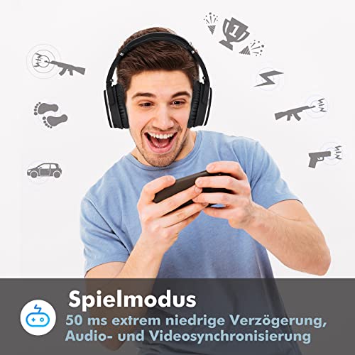 Noise Cancelling Kopfhörer Leichte,Srhythm NC25 Over Ear ANC Kopfhoerer Bluetooth Kabellos Faltbar mit Duale 40 mm HD Tieftontöner,Eingebaut Mikro,HiFi,Tiefer Bass,NFC,für Alle Geräte mit Bluetooth Bild 2
