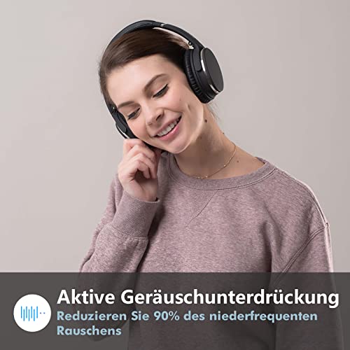 Noise Cancelling Kopfhörer Leichte,Srhythm NC25 Over Ear ANC Kopfhoerer Bluetooth Kabellos Faltbar mit Duale 40 mm HD Tieftontöner,Eingebaut Mikro,HiFi,Tiefer Bass,NFC,für Alle Geräte mit Bluetooth Bild 3