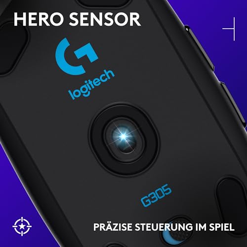 Logitech G G305 LIGHTSPEED kabellose Gaming-Maus mit HERO 12K DPI Sensor, Wireless Verbindung, 6 programmierbare Tasten, 250 Stunden Akkulaufzeit, Leichtgewicht, PC/Mac - Schwarz Bild 2