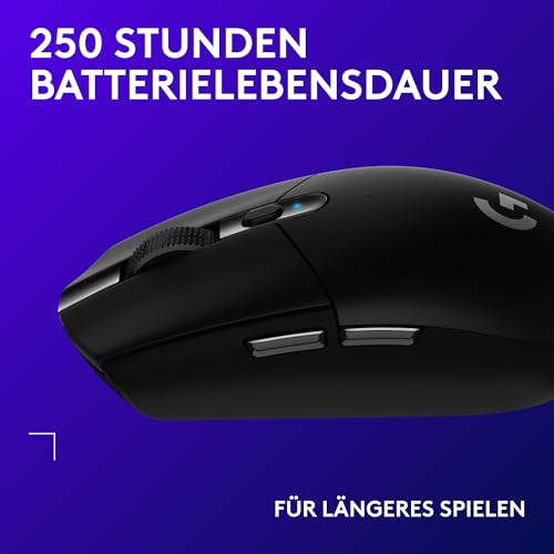 Logitech G G305 LIGHTSPEED kabellose Gaming-Maus mit HERO 12K DPI Sensor, Wireless Verbindung, 6 programmierbare Tasten, 250 Stunden Akkulaufzeit, Leichtgewicht, PC/Mac - Schwarz Bild 4