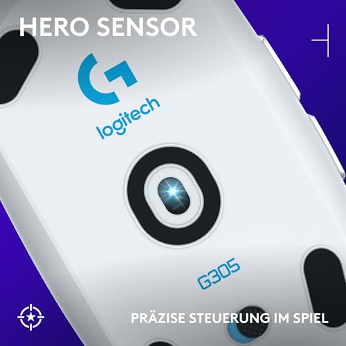 Logitech G G305 LIGHTSPEED kabellose Gaming-Maus mit HERO 12K DPI Sensor, Wireless Verbindung, 6 programmierbare Tasten, 250 Stunden Akkulaufzeit, Leichtgewicht, PC/Mac - Weiß Bild 2