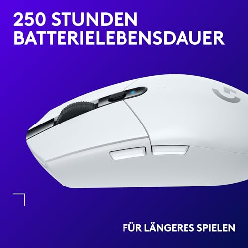 Logitech G G305 LIGHTSPEED kabellose Gaming-Maus mit HERO 12K DPI Sensor, Wireless Verbindung, 6 programmierbare Tasten, 250 Stunden Akkulaufzeit, Leichtgewicht, PC/Mac - Weiß Bild 5