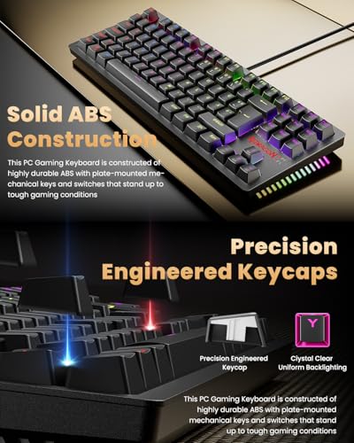 Redragon K552 Gaming Tastatur und Maus, Mauspad Combo 87 Tasten LED Hintergrundbeleuchtung Mechanische Gaming Tastatur mit Brauner Schaltern Gaming Mauspad für Windows PC Spiele - S113 DE QWERTZ Bild 3