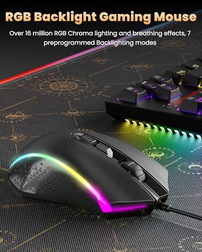 Redragon K552 Gaming Tastatur und Maus, Mauspad Combo 87 Tasten LED Hintergrundbeleuchtung Mechanische Gaming Tastatur mit Brauner Schaltern Gaming Mauspad für Windows PC Spiele - S113 DE QWERTZ Bild 5