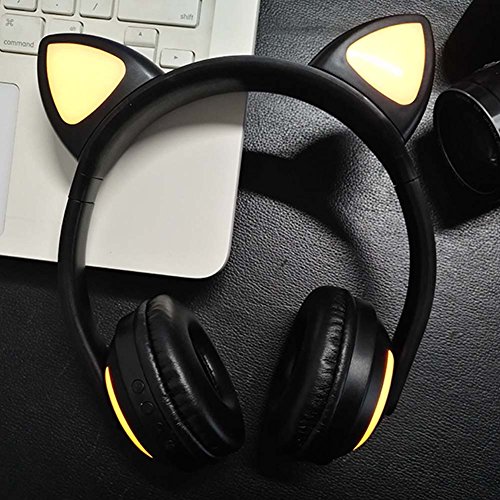 Kabelloser Bluetooth-Kopfhörer, Katzenohren, LED-Licht, blinkend, Stereo-Headset, kompatibel mit Smartphones, PC, Tablet, 7 Farben Bild 6