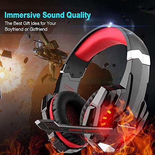 DIZA100 Gaming Headset for PS4 Xbox One PC, Gaming Headphones with Microphone, LED Light Bass Surround, Aluminium Housing for Computer, Laptop, Mac, Nintendo, Switch Games Bild 2
