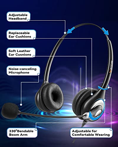 Wantek 602N Headsets mit Noise Cancelling Mikrofon und USB Stecker Typ-C-Adapter Für Call Center PC Computer Office Anrufe Online Konferenzen Teams Meeting Bild 5