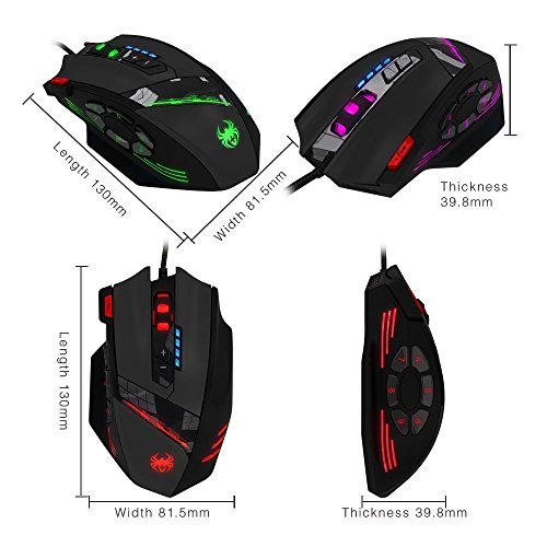 Zelotes Ergonomische Gaming-Maus, Kabelgebunden, 12 Programmierbare Tasten, 4000 DPI Computermaus, Optische USB-Maus für PC, Mac Bild 5