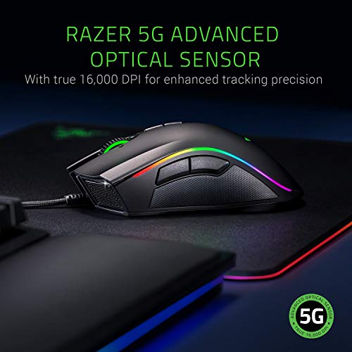 Razer Mamba Elite - Kabelgebundene Gaming Maus mit Chroma RGB Beleuchtung für PC / Mac (Optischer 5G-Sensor, mechanische Switches, 9 programmierbare Tasten) Schwarz Bild 4