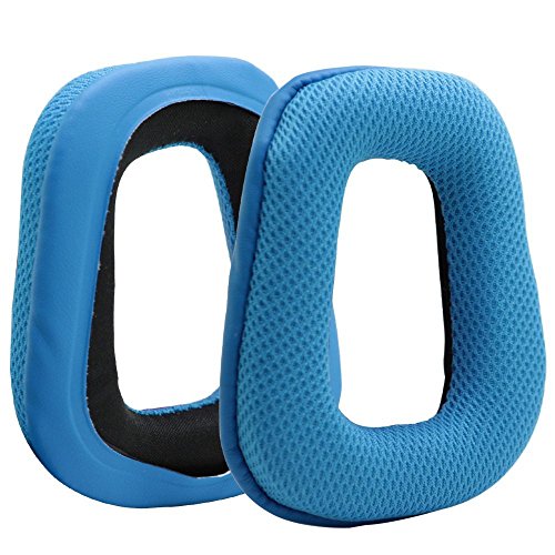 Ersatz Ohrpolster für Logitech G35 G935 G933S G933 G930 G635 G633S G633 G533 G433 G432 G431 G430 G332 G233 G231 G230 Gaming Kopfhörer von MMOBIEL - Mesh Gewebe Kopfhörer Ohrpolster - Blau Bild 2