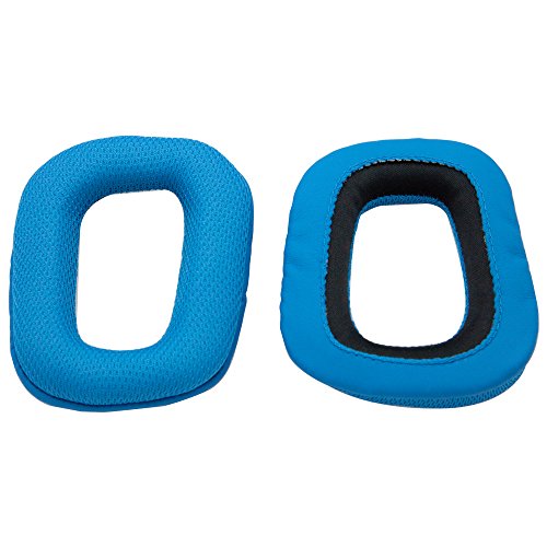 Ersatz Ohrpolster für Logitech G35 G935 G933S G933 G930 G635 G633S G633 G533 G433 G432 G431 G430 G332 G233 G231 G230 Gaming Kopfhörer von MMOBIEL - Mesh Gewebe Kopfhörer Ohrpolster - Blau Bild 5