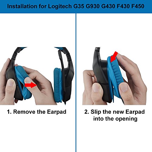 Ersatz Ohrpolster für Logitech G35 G935 G933S G933 G930 G635 G633S G633 G533 G433 G432 G431 G430 G332 G233 G231 G230 Gaming Kopfhörer von MMOBIEL - Mesh Gewebe Kopfhörer Ohrpolster - Blau Bild 7