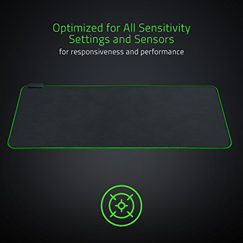 Razer Goliathus Extended Chroma - Extra große weiche XXL Gaming Maus-Matte mit RGB Beleuchtung (Kabelhalterung, Stoff-Oberfläche, gesteppter Rand, optimiert für alle Mäuse) Schwarz Bild 5