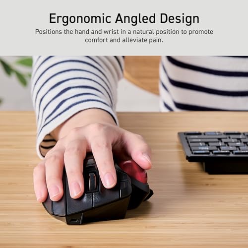 ELECOM Trackball Kabellos, Ergonomische Maus, 3 Geräteanschluss, Kabelgebunden (USB), Bluetooth, Daumensteuerung, Kompatibel für PC, Laptop, Mac, Windows, macOS, EX-G Pro Bild 2