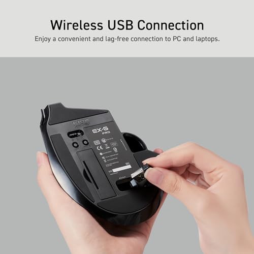 ELECOM Trackball Kabellos, Ergonomische Maus, 3 Geräteanschluss, Kabelgebunden (USB), Bluetooth, Daumensteuerung, Kompatibel für PC, Laptop, Mac, Windows, macOS, EX-G Pro Bild 5