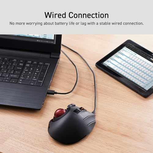 ELECOM Trackball Kabellos, Ergonomische Maus, 3 Geräteanschluss, Kabelgebunden (USB), Bluetooth, Daumensteuerung, Kompatibel für PC, Laptop, Mac, Windows, macOS, EX-G Pro Bild 6