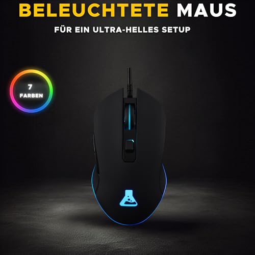 THE G-LAB Kult Helium USB-Gamer-Maus mit Kabel - Optischer Sensor mit 800 bis 6400 DPI, 7-farbige LED-Hintergrundbeleuchtung, 6 Tasten - PC Mac Xbox One PS5 (Kabelgebunden) Bild 4