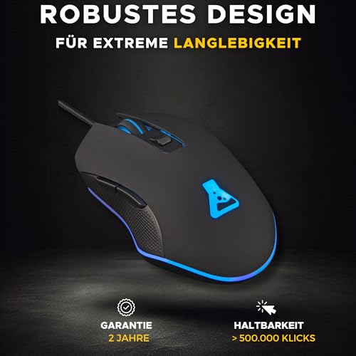 THE G-LAB Kult Helium USB-Gamer-Maus mit Kabel - Optischer Sensor mit 800 bis 6400 DPI, 7-farbige LED-Hintergrundbeleuchtung, 6 Tasten - PC Mac Xbox One PS5 (Kabelgebunden) Bild 6
