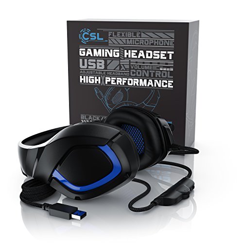 CSL - USB Gaming PC Headset mit Mikrofon - Kabelfernbedienung Externe Soundkarte - Mikrofon flexibel einklappbar - für Gaming Musik Internet-Telefonie - LED-Beleuchtung - für PC Mac Bild 6