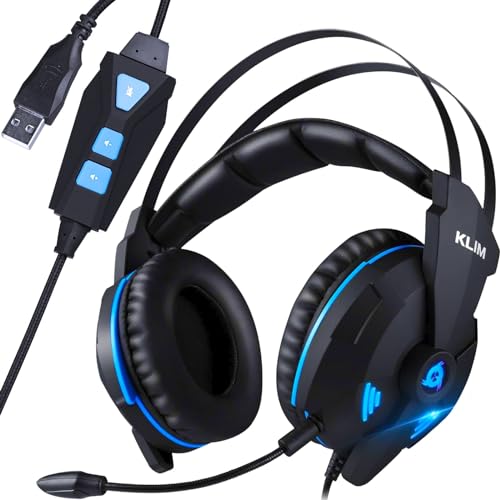 KLIM Impact V2 - Gaming Headset und Mikro USB - 7.1 Surround-Sound + Isolation - Hochqualitativer Klang + PS5 Headset mit Klangvolle Bässe - Für PC, PlayStation, Videospiele Bild 1