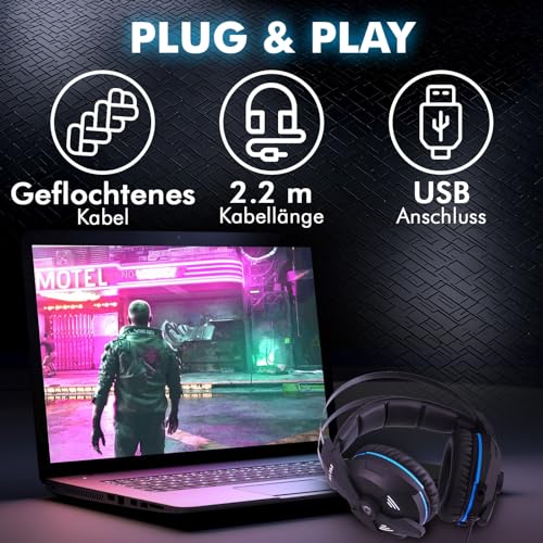 KLIM Impact V2 - Gaming Headset und Mikro USB - 7.1 Surround-Sound + Isolation - Hochqualitativer Klang + PS5 Headset mit Klangvolle Bässe - Für PC, PlayStation, Videospiele Bild 4