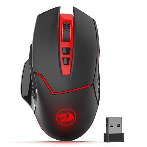 Redragon M690-1 Kabellose Gaming-Maus mit DPI-Schaltung, 2 Seitentasten, 2400 DPI, ergonomisches Design, 8 Tasten, Schwarz Bild 1