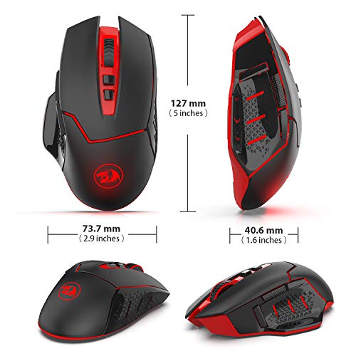 Redragon M690-1 Kabellose Gaming-Maus mit DPI-Schaltung, 2 Seitentasten, 2400 DPI, ergonomisches Design, 8 Tasten, Schwarz Bild 2