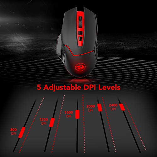 Redragon M690-1 Kabellose Gaming-Maus mit DPI-Schaltung, 2 Seitentasten, 2400 DPI, ergonomisches Design, 8 Tasten, Schwarz Bild 5
