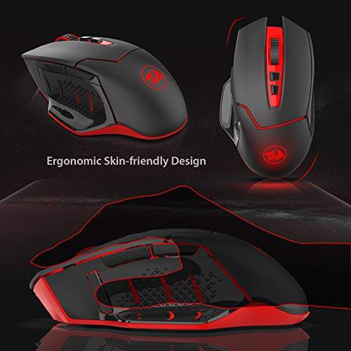 Redragon M690-1 Kabellose Gaming-Maus mit DPI-Schaltung, 2 Seitentasten, 2400 DPI, ergonomisches Design, 8 Tasten, Schwarz Bild 7