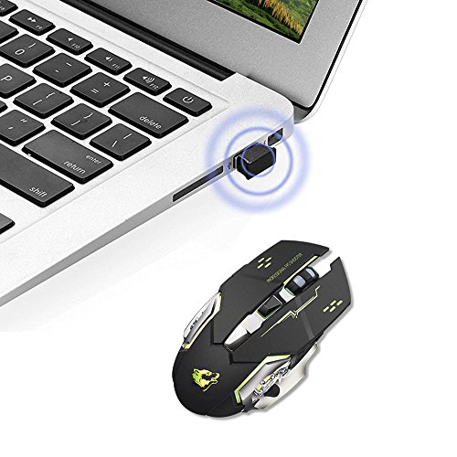 Wiederaufladbare Wireless PC Gaming Maus - Mit Ruhe klick, 3 Einstellbare DPI - GM08 Schwarz Bild 2