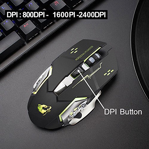 Wiederaufladbare Wireless PC Gaming Maus - Mit Ruhe klick, 3 Einstellbare DPI - GM08 Schwarz Bild 4