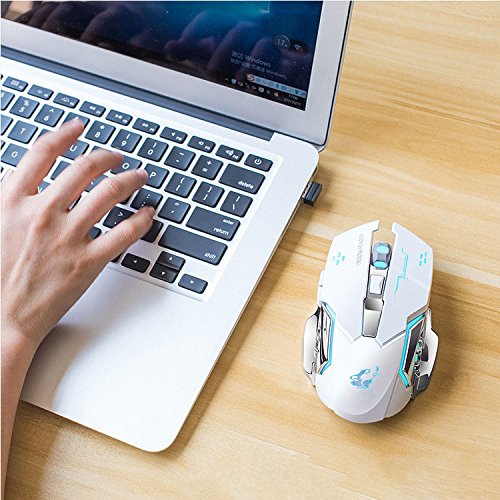 Wiederaufladbare Wireless PC Gaming Maus - Mit Ruhe klick, 3 Einstellbare DPI - GM08 Schwarz Bild 7