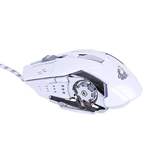 Gaming Maus Verdrahtete, Optische Spiel MäUse Mit 6 Tasten, 4 Atmung Hintergrundbeleuchtung, Ergonomische Griffe Und 4 DPI Einstellstufen FüR PC, Laptop Und Mac - GM05 Weiß Bild 4