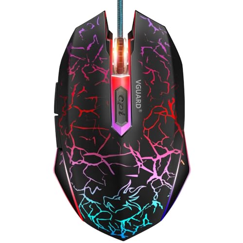 VGUARD Gaming Maus, Wired Hohe Präzision Optische Professionelle Wired Gaming Maus mit 6 Tasten/7-Modi LED Design für pro Gamer - Schwarz Bild 1