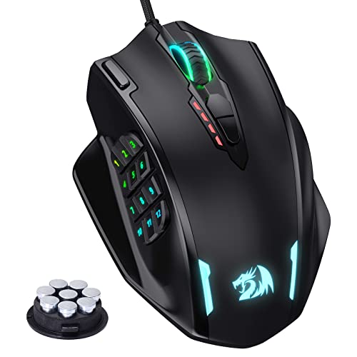 Redragon M908 Impact RGB LED MMO Maus mit Seitentasten, optische kabelgebundene Gaming-Maus mit 12.400DPI, hohe Präzision, 20 programmierbare Maustasten Bild 1