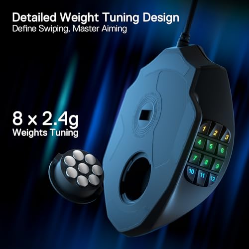 Redragon M908 Impact RGB LED MMO Maus mit Seitentasten, optische kabelgebundene Gaming-Maus mit 12.400DPI, hohe Präzision, 20 programmierbare Maustasten Bild 4