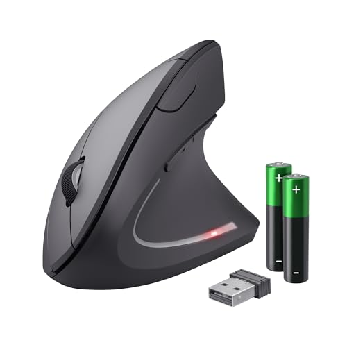 Trust Verto Kabellose Vertikale Maus, Wireless Ergonomische Maus, Vorbeugung Gegen Mausarm/Tennisarm (RSI Syndrom), 800-1600 DPI, Funkmaus für Rechtshänder, PC, Computer, Laptop, Mac, mit Batterien Bild 1