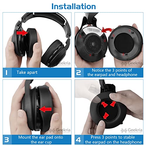 Geekria Ersatz-Ohrpolster für Razer Man O' War 7.1 Wireless/Wired, Destiny 2/Overwatch Tournament Edition Gaming Kopfhörer, Ohrpolster, Reparaturteile (schwarz) Bild 5