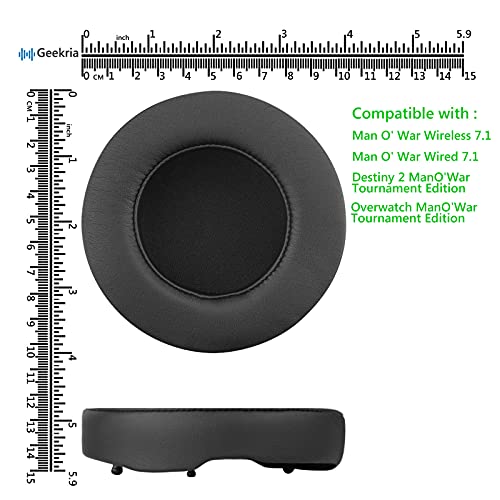 Geekria Ersatz-Ohrpolster für Razer Man O' War 7.1 Wireless/Wired, Destiny 2/Overwatch Tournament Edition Gaming Kopfhörer, Ohrpolster, Reparaturteile (schwarz) Bild 6
