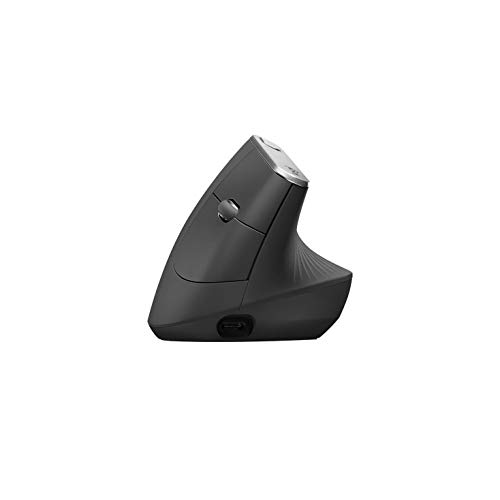 Logitech MX Vertical, Ergonomische Kabellose Maus, Bluetooth und 2.4 GHz Verbindung via Unifying USB-Empfänger, 4000 DPI Sensor, Wiederaufladbarer Akku, 4 Tasten, Multi-Device, PC/Mac/iPadOS - Graphit Bild 4