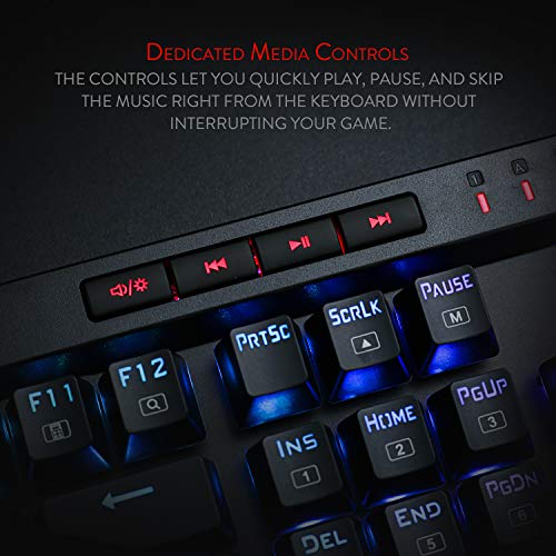Redragon K580 VATA RGB LED Blaue Schalter Mechanische Gaming Tastatur, US Layout mit Hintergrundbeleuchtung 104 Tasten Anti-Ghosting mit Makrotasten und Dedizierten Mediensteuerelementen Bild 6