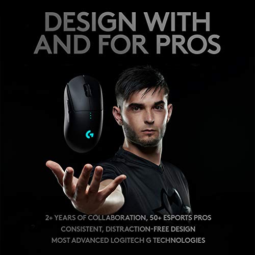 Logitech G PRO Wireless Gaming-Maus mit HERO 25K DPI Sensor, RGB-Beleuchtung, 4-8 programmierbare Tasten, anpassbare Spielprofile, Ultraleicht, POWERPLAY-kompatibel, PC/Mac - Schwarz Bild 2