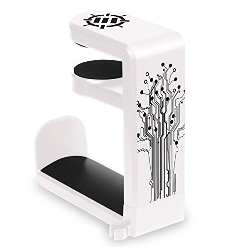 ENHANCE PC Gaming Headset Kopfhörer Halterung Hanger Mount Kopfhörer Stand mit verstellbaren & Schwenkarm, unter Schreibtisch Clamp auf Design, Universal Fit & Erbaut in Kabel Clip Organizer - Weiß Bild 2