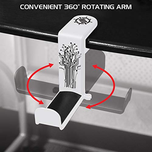 ENHANCE PC Gaming Headset Kopfhörer Halterung Hanger Mount Kopfhörer Stand mit verstellbaren & Schwenkarm, unter Schreibtisch Clamp auf Design, Universal Fit & Erbaut in Kabel Clip Organizer - Weiß Bild 4