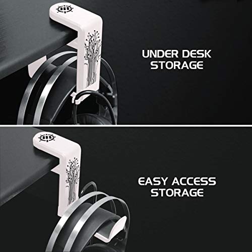 ENHANCE PC Gaming Headset Kopfhörer Halterung Hanger Mount Kopfhörer Stand mit verstellbaren & Schwenkarm, unter Schreibtisch Clamp auf Design, Universal Fit & Erbaut in Kabel Clip Organizer - Weiß Bild 5
