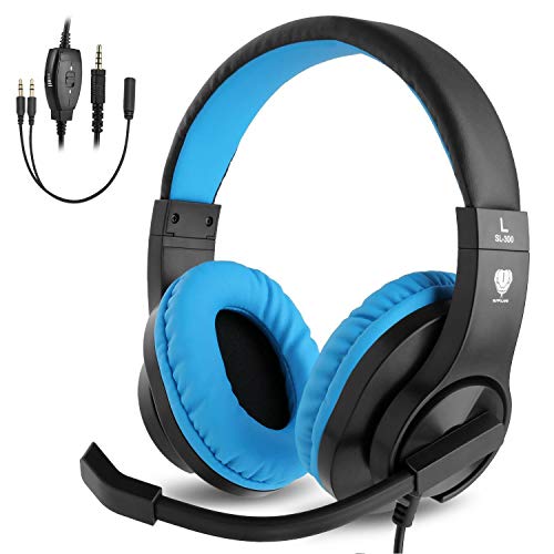 ShinePick Kopfhörer Kinder, 3.5mm Wired Gaming Headset mit Mikrofon, Leicht Bequem Overear Bass Surround für PS4/ Xbox One/s/PC/Computer/Handy (Blau) Bild 1