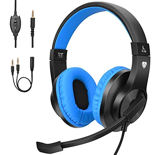 ShinePick Kopfhörer Kinder, 3.5mm Wired Gaming Headset mit Mikrofon, Leicht Bequem Overear Bass Surround für PS4/ Xbox One/s/PC/Computer/Handy (Blau) Bild 7